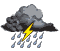Thunder with 19kph N winds