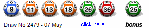 Draw: 2479 - 9,11,13,18,26,36, bonus 25