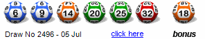 Draw: 2496 - 6,9,14,20,25,32, bonus 18